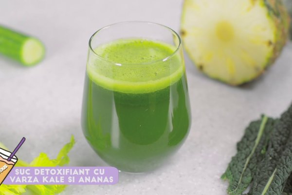 Detoxifiant cu varza kale si ananas - Reteta video