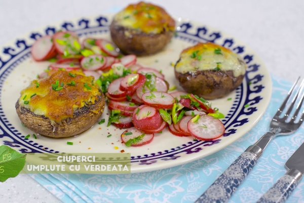 Ciuperci umplute cu verdeata si branza