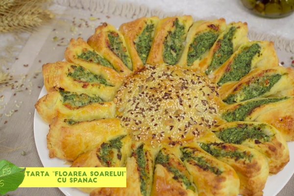 Tarta floarea soarelui cu spanac