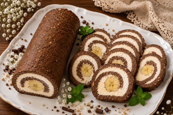 Rulada de biscuiti cu banane